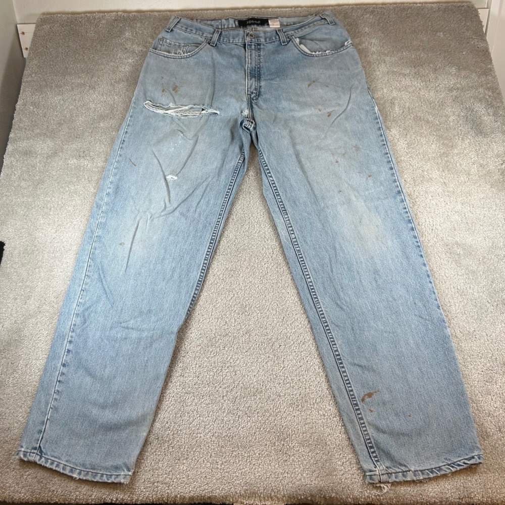 Levi's SilverTab Loose Jeans Mens 36x34 Light Wash Distressed Paint Splatter 90s